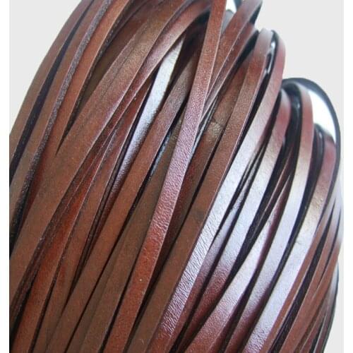 10Yards 5mm Flat Leather Cord Coffee Color 5x2mm Genuine Flat Leather Bracelet Jewelry Material for Jewelry Making Findings