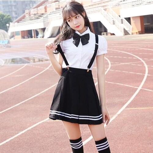 Summer Grily JK School uniform Korean Senior middle school Suspender skirt Young girl