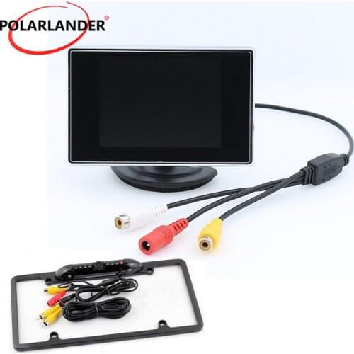 Rear view LCD Assist Backup Reverse Monitor 3.5 inch car monitor Auto TV Car USA license frame infrared night vision camera