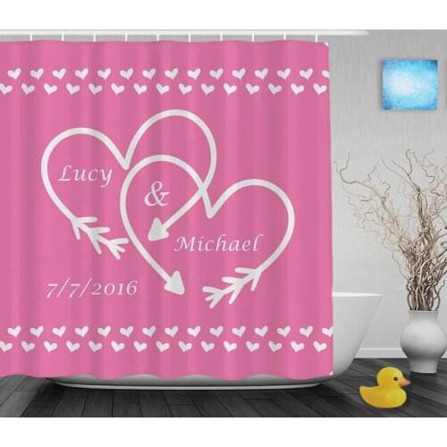 Mr. And Mrs. Wedding Customizable G Shower Curtain Rose And Strong Pink Bathroom Curtains Polyester Fabric With Hooks