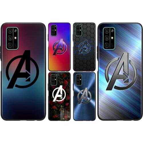Marvel Avengers Logo Marble For Huawei Honor 50 SE V30 View 20 V20 30i 30S 30 20S 20E 20i 20 Lite Pro Plus Black Phone Case