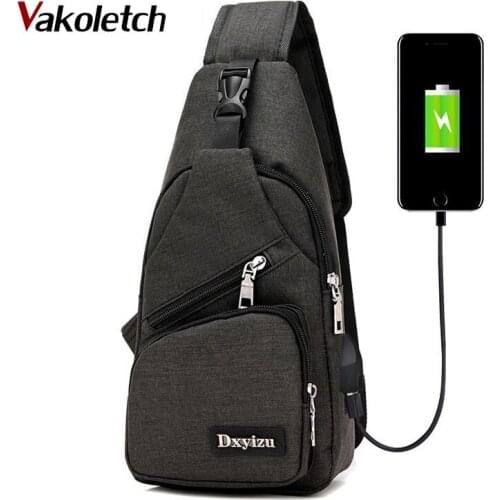 Male Shoulder Bags USB Charging Crossbody Bags Men Anti Theft Chest Bag School Summer Trip Messengers Bag 2020 New Arrival KL611