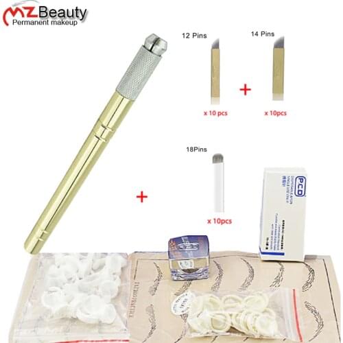 Eyebrow kit Microblading pen sets 30pcs tattoo needle blades permanent make up practice kits learner use tattoo supplies