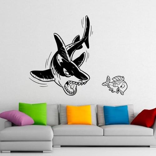 Shark Wall Decal Predatory Animals Marine Fish Wall Stickers for Kids Rooms Interior Decor Design Vinyl Home Wall Decor C198