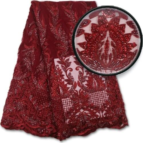 NIAI Luxury Sequin Embroidery French Mesh Lace Latest African Laces 2020 Handmade Beaded Gold Dress Tulle Net Lace Fabric XY3617