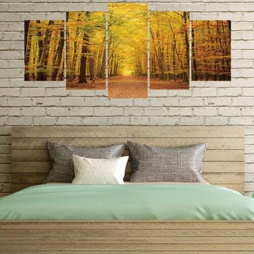 New 5pcs/set 3D Autumn Tree Forest Combination Wall Stickers Self-adhesive DIY PVC Art Mural Home Decor Bedroom Sofa Wall Poster