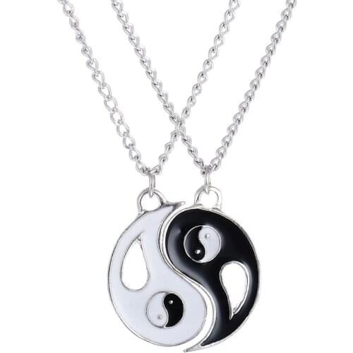 Taiji Bagua Yinyang Necklace Jewelry Zinc Alloy Black White Choker Necklace For Women Wholesale Best Gift for Lovers