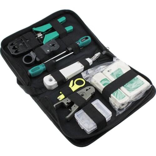 11pcs/set RJ45 RJ11 RJ12 CAT5 CAT5e Portable LAN Network Repair Tool Kit Utp Cable Tester AND Plier Crimp Crimper Plug Clamp PC