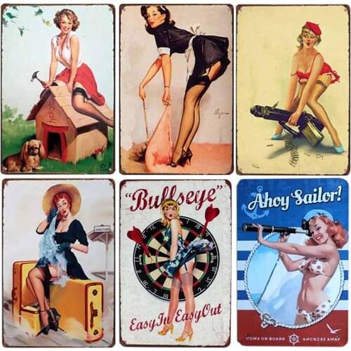 Pinup Poster Retro Plaque Metal Tin Sign Pin Up Cafe Decoration Pub Retro Wall Plate Decorative Home Decor 20x30cm