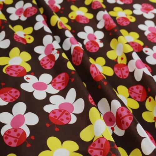 Lovely satin Soft craft Coccinella septempunctata flower glossy sewing Sateen tilda scarf Fabric DIY cosplay ribbon Fabrics