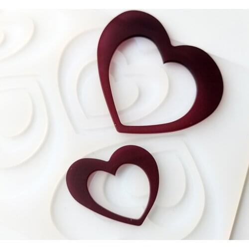 Hot DIY 4-Cells Double Heart Shaped Ring Silicone Mold Cake Decorating Tools Chocolate Mould Decor Muffin Pan Baking Stencil