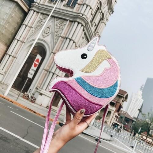 New Style Cartoon Unicorn Shoulder Bags Women Fashion Zipper Pu Satchels Large Capacity Female Crossbody Messenger Bags