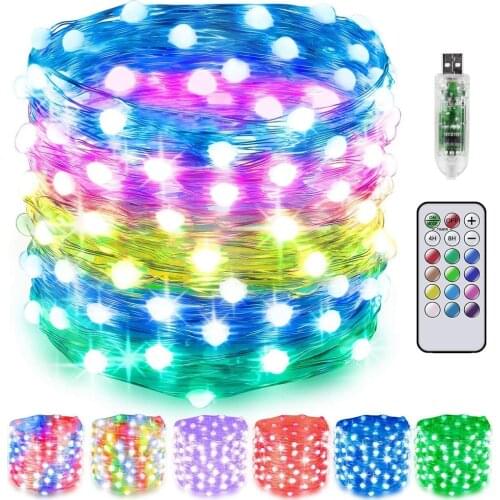 Fariy String Light USB 12Color Remote Control Garland Waterproof Light String Dance Party Holiday Christmas Outdoor Wedding Deco