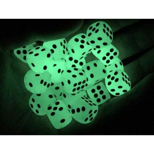 100Pcs/Lot 14mm Glowing Dice Round Corner Fluorescent Green Black Spots Dice Nightclub Bars Luminous Dice Set Wholesale Yernea