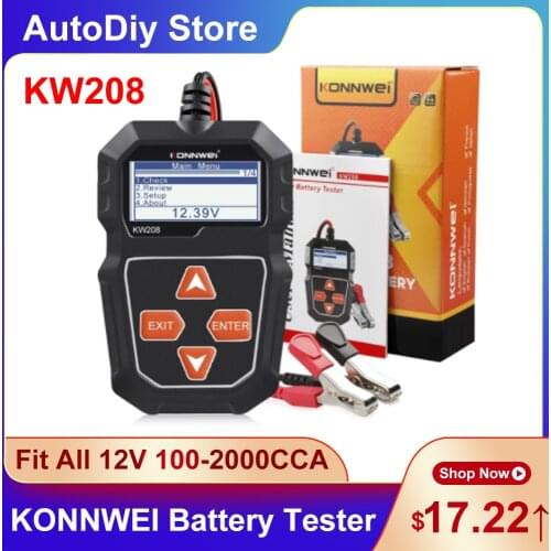 KONNWEI KW208 Car Battery Tester For All 12V 100-2000CCA Charging Diagnostic Tester Check Battery Status Tools Analyzer Cranking
