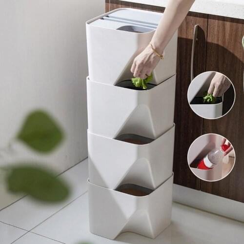 Wet Dry Garbage Can Kitchen Sorting Trash Can Recycling Rubbish Storage Basket Household Waste Bins Rubbish Bin for Bathroom