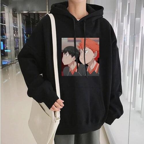 Harajuku Japan Anime Haikyuu Print Hooded Sweatshirts Cartoon Volleyball Junior Funny Pattern Streetwear Oversized Winter Hoodie