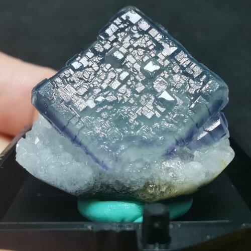 19.3g.Natural rare blue green fluorite mineral specimen and stone decoration crystal healing energy QUARTZ GEM free gift box