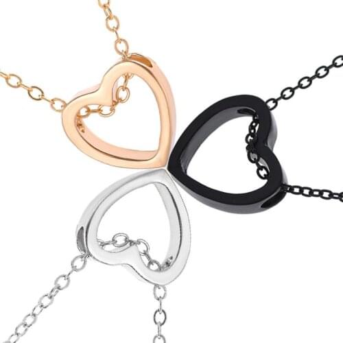 2020 New Popular Hollow Heart Love Heart Heart Couple Stainless Steel Color Necklace Chinese Valentines Day Women Jewelry Gift