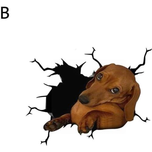 Dog Crack Sticker Printed 3d Creative Puppy Car Cartoon Window Windshield Vehicle Wiper Decoration Decal Styling Autmobile F9C9