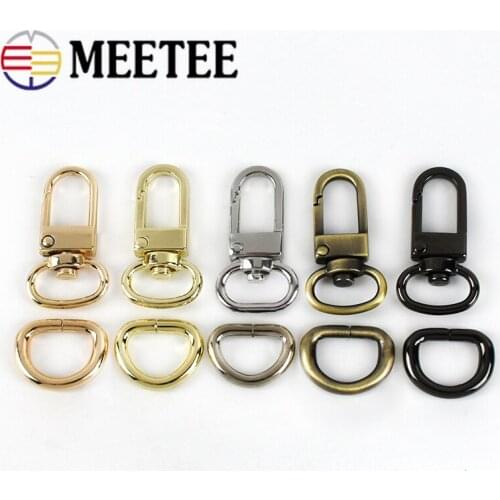 5/10Sets Bag Buckles Metal Swivel Clasps Lobster + D Ring Handbag Webbing Strap Chain Hook Hangers DIY Hardware Leather Crafts