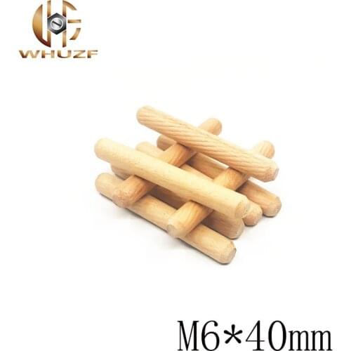 50Pcs M6*40 Cabinet Drawer Round Fluted Craft Wood Wooden Dowel Pins M6X40 Rods Furniture Fitting WOOD STICKS