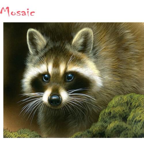 5D Diy Diamond Painting Cross Stitch Raccoon sale Diamond Embroidery animal Full Square Rhinestone Mosaic diamond wall decor