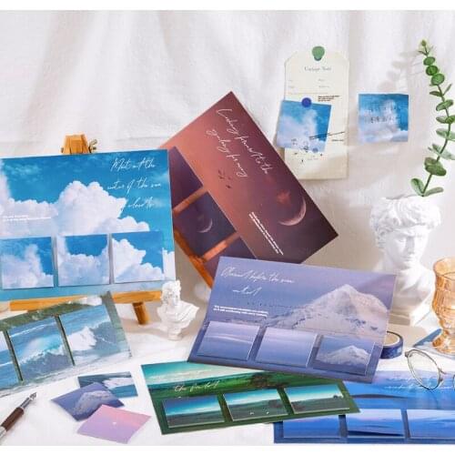 8pcs/LOT star River in the world series retro n times message material paper memo pad
