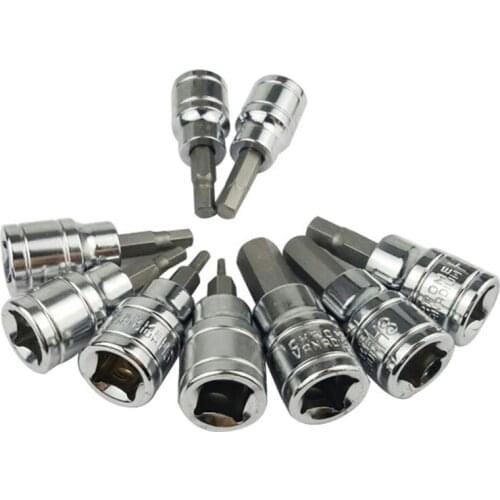 9Pcs 3/8\"DR Screwdriver Sleeve Chrome Vanadium Steel Bits Socket Drilling Tool 517A