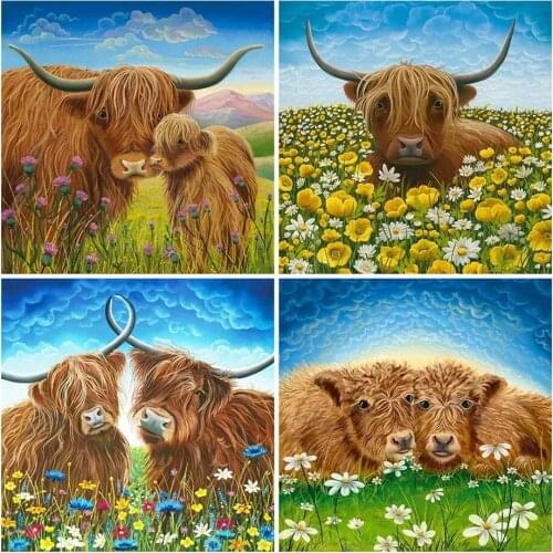 PDMDOG 5D DIY Diamond Painting Full Drill Square/Round Cattle Yak Diamond Embroidery Sale Animal Diamond Mosaic Home Decor