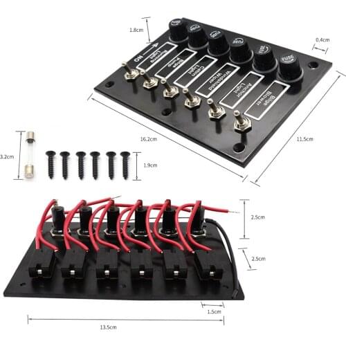 Truck Marine Boat 6 GANG Rocker Switch Panel Circuit Breaker 12V RV Waterproof