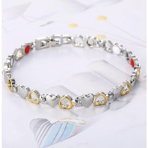 Stainless Steel Magnetic Therapy Bracelet Adjustable Bangle Pain Relief Slimming Weight Loss Anti-Fatigue Healing Bracelet MFJ99