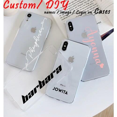 Personalized Custom Name Text photo logo Clear Hard Transparent Phone Case For iPhone 6 6S XS Max 7 7Plus 8 8Plus 5 X 11 Pro Max