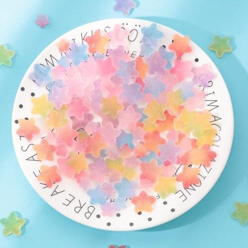 50Pcs/Lot Kids Hair Accessories DIY Acrylic Decoration Soft Glue Simulation Pentagram Cartoon Star Gradient Cute Girls Headdress