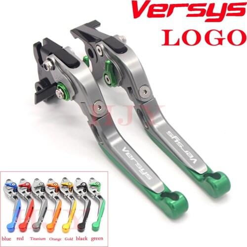 For KAWASAKI Versys 1000 2012 2013 2014 Motorcycle Accessories Folding Extendable Brake Clutch Levers Logo Versys
