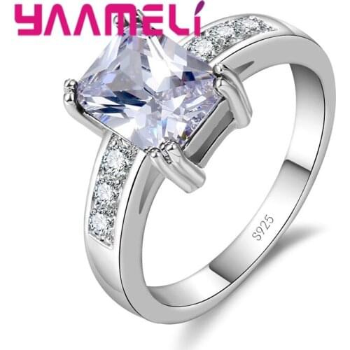 Elegant Classic Wedding Finger Rings For Women Bridal Shiny Cubic Zirconia Good Sell 925 Sterling Silver Crystal Jewelry