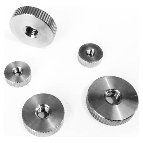 5pcs M3 M4 M5 M6 flat knurled nuts thumb through hole female screw 11mmm/16mm/20mm OD stainless steel 4mm 5mm thickness