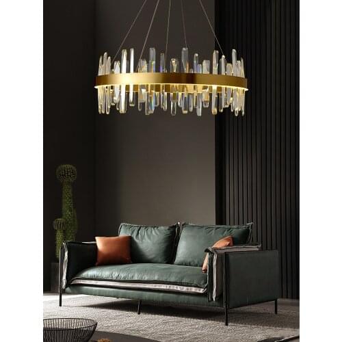 K9 crystal lamp Modern restaurant pendant lights chrome / gold round living room decor lamp LED hotel Design Hang lamp CL72502