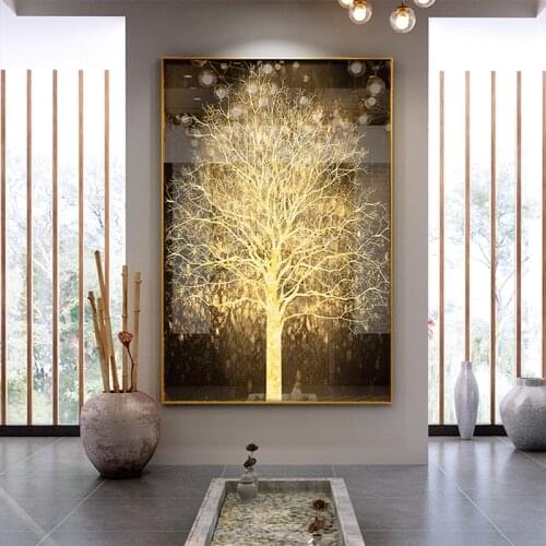 Golden Pachira Macrocarpa Money Tree Art Canvas Painting Wall Picture For Living Room Photo Print Home Decor