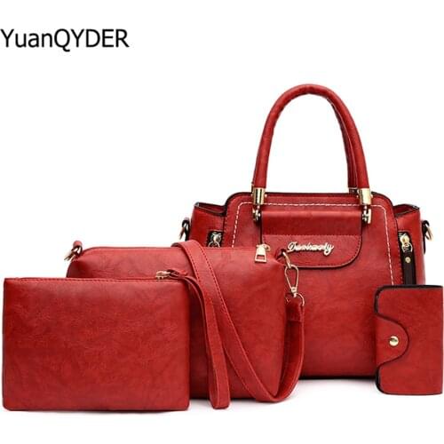 4-piece Set Womens Handbag Designer Brand Shoulder Bags for Women Double Zipper Crossbody Bag High Quality Leather Travel Totes