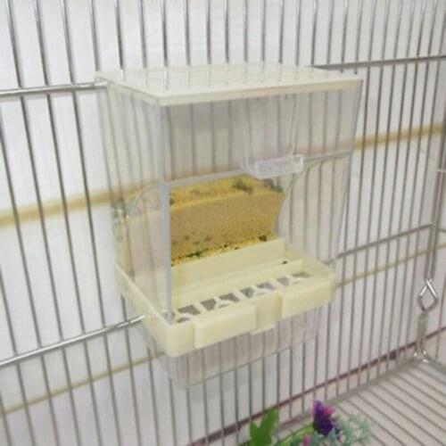 Small Size Bird Poultry Feeder Automatic Acrylic Food Container Parrot Pigeon Splash Proof 10x12x7.5CM