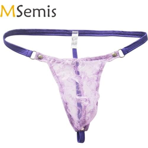 Swimsuit Mens Swimwear Underwear G-string Thong Briefs Mesh Lace Mesh Underwear T-back Underpants Male Thong Panties