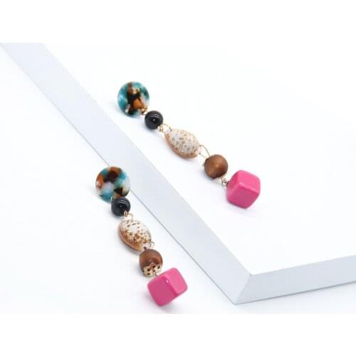 Cingesto11 Summer Boho Ethnic Ceramic With Shell Drop Earrings For Woman Collection Charms Dangle Earring Accessories Handmade