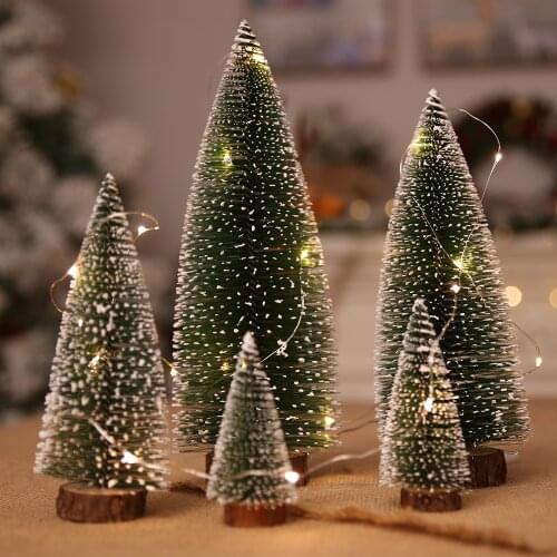 LuanQI Mini Christmas Tree Decor Pine Needle Flocking Stained Cedar Desktop Christmas Ornaments DIY Shooting Props Scene Xmas