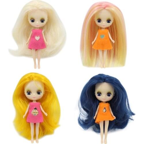 DBS blyth mini doll 10CM toy nude doll colorful long hair shiny face anime girls gift