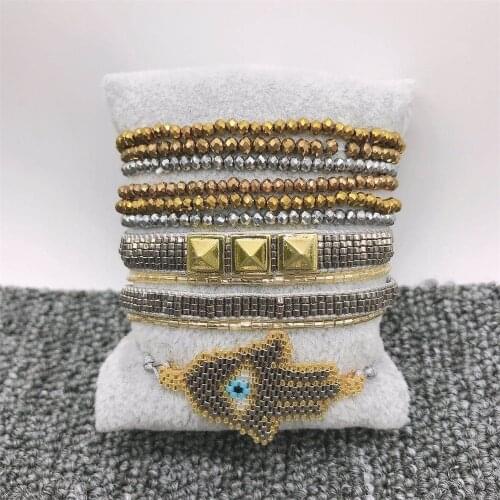 ZHONGVI Fashion Evil Eye Bracelets Women Fatima Hamsa Hand Miyuki Bracelet Jewelry Pulsera 2021 Friends Gift Jewellery Wholesale