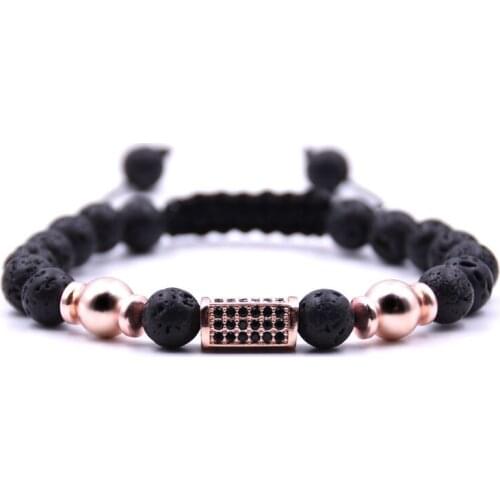 Trendy Fashion Luxury Micro Dense Mens Bracelet 8mm Stone Beads String Charm Bracelet Mens and Womens Jewelry Gifts