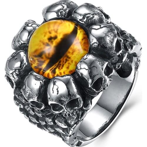 Stainless Steel Gothic Men Ring Skull Biker Punk Rings Mens jewelry Dropshipping