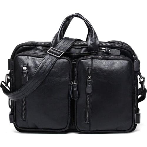 Man’s Genuine Leather Backpack Multifunctional Handbag Shoulder Bag Cowhide Leather Messenger Bag Briefcase Attach Case F786