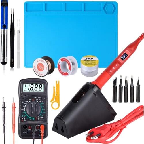 JCD 80W Soldering Iron Kit 908U Multi-function Button Adjustable Temperature Soldering Iron 220V 110V soldering iron repair tool